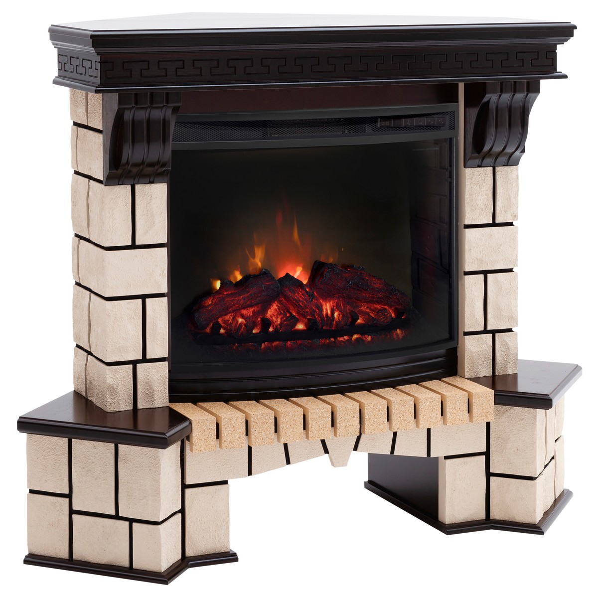 Электрокамин RealFlame Stone Coner AO античный дуб c Evrika 25,5 LED