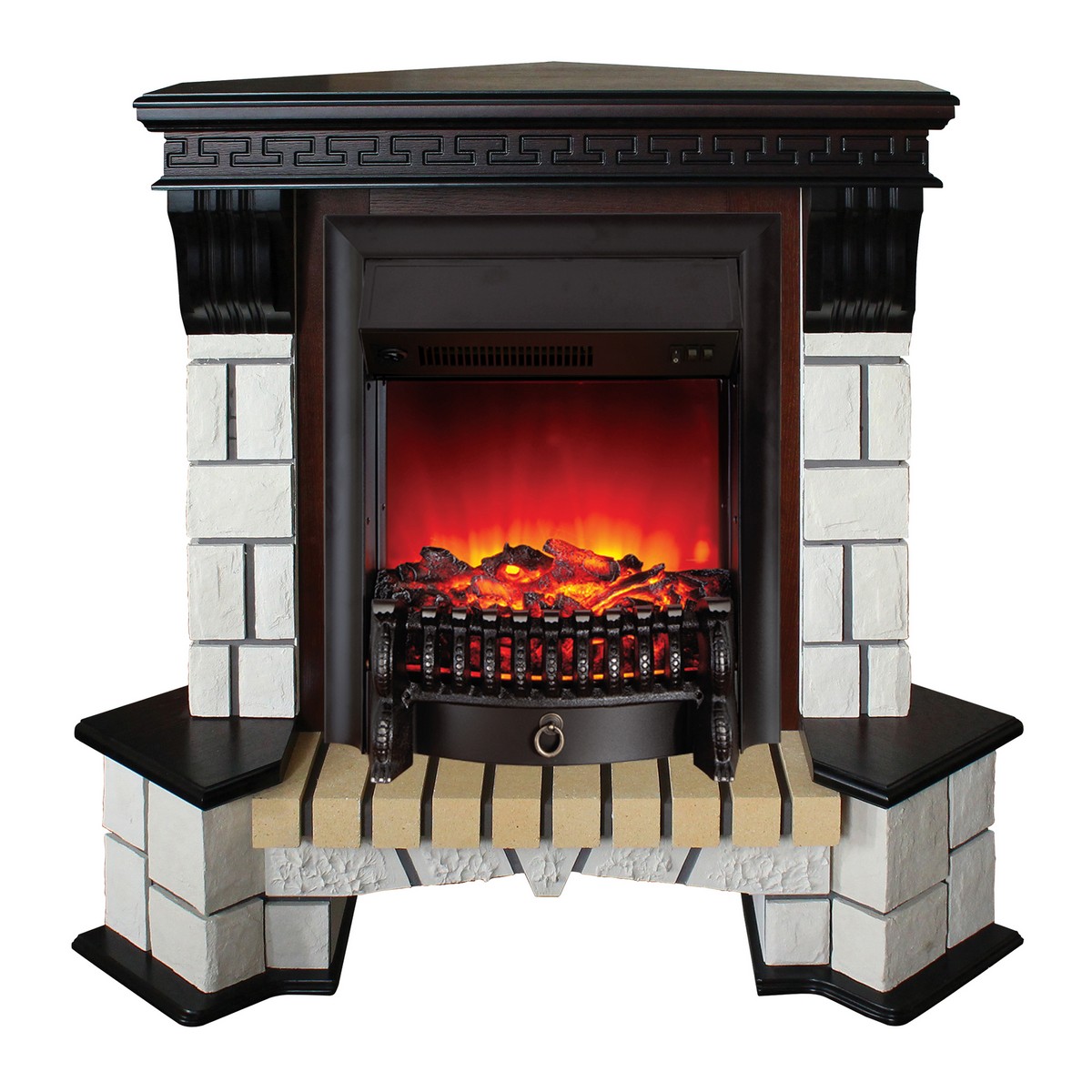 Электрокамин RealFlame Stone Coner AO античный дуб с очагом Fobos Lux Black