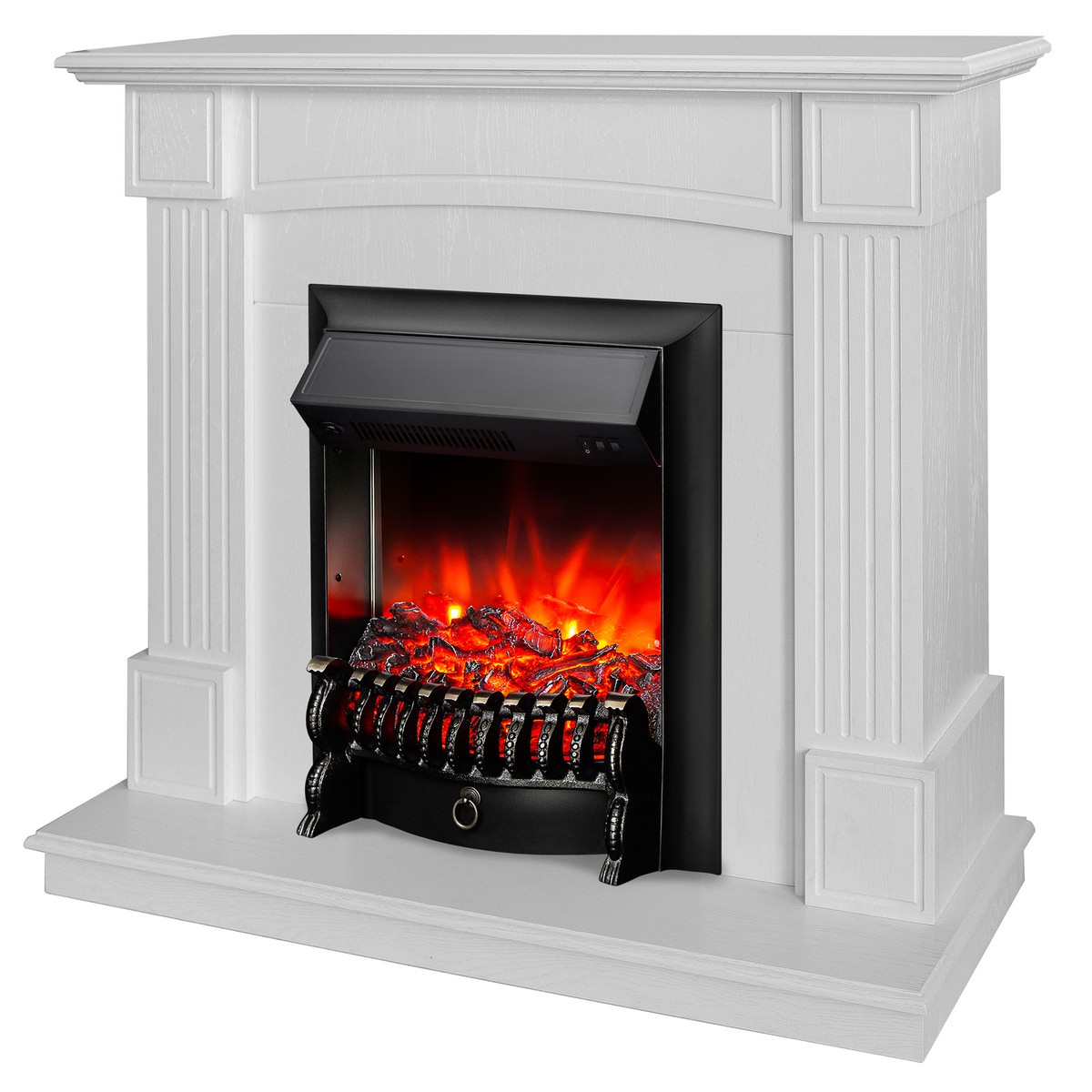 Электрокамин RealFlame Andrea WT фактурный белый с очагом Fobos Lux Black
