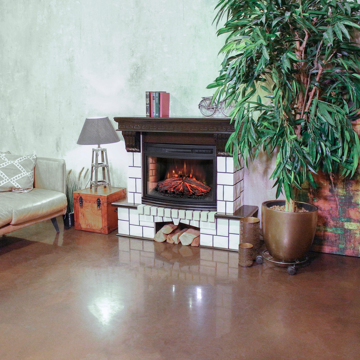 Электрокамин RealFlame Stone AO античный дуб c Firefield 25 S IR