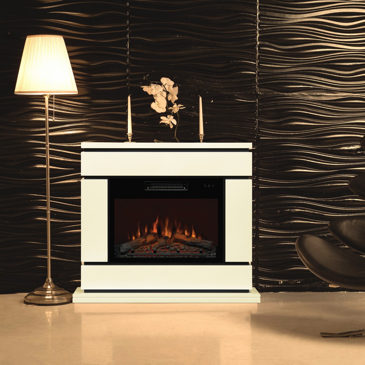 Электрокамин RealFlame Vega 24 WT белый с очагом Kendal 24