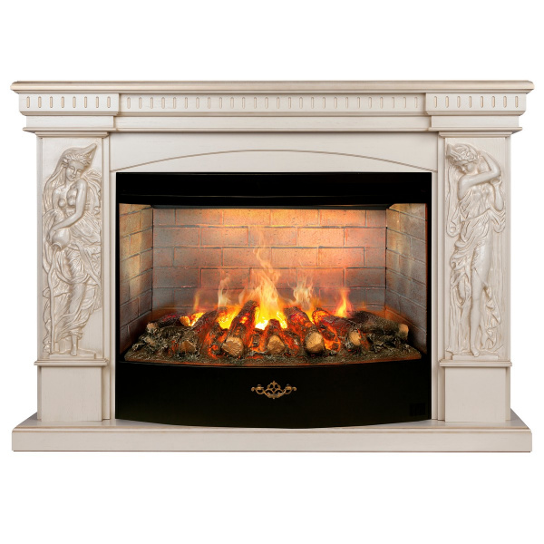 Электрокамин RealFlame Diva 33 WT белый дуб с золотой патиной с очагом 3D Firestar 33