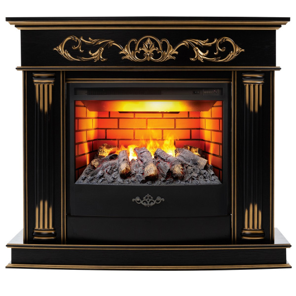 Электрокамин RealFlame Milano DN орех с золотом с очагом 3D Firestar 25,5