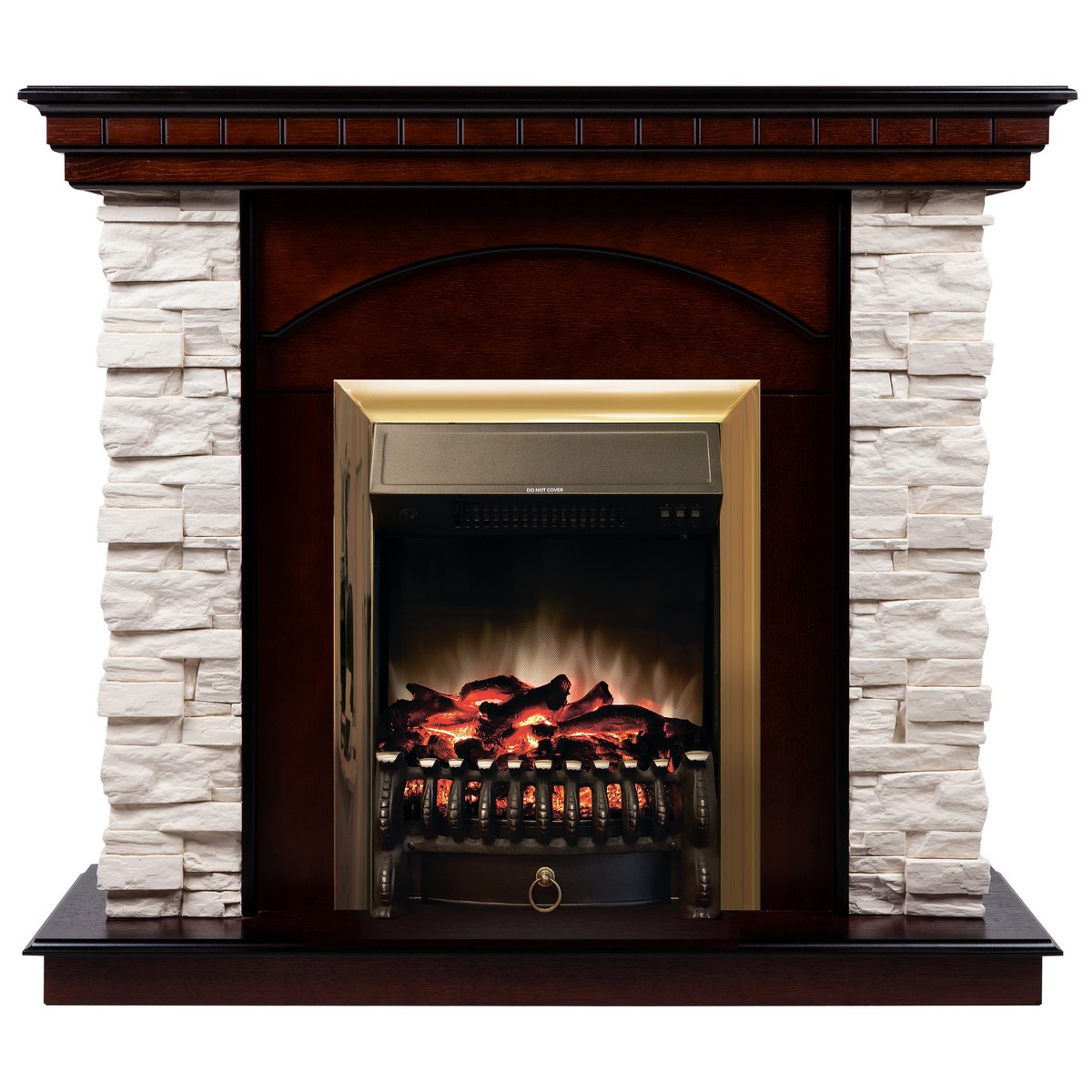 Электрокамин RealFlame Elford AO античный дуб с очагом Fobos Lux Brass