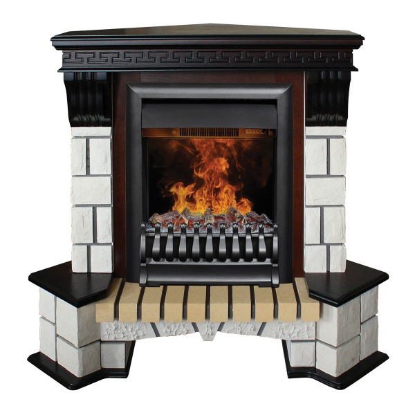 Электрокамин RealFlame Stone Coner AO античный дуб с очагом 3D Oregan