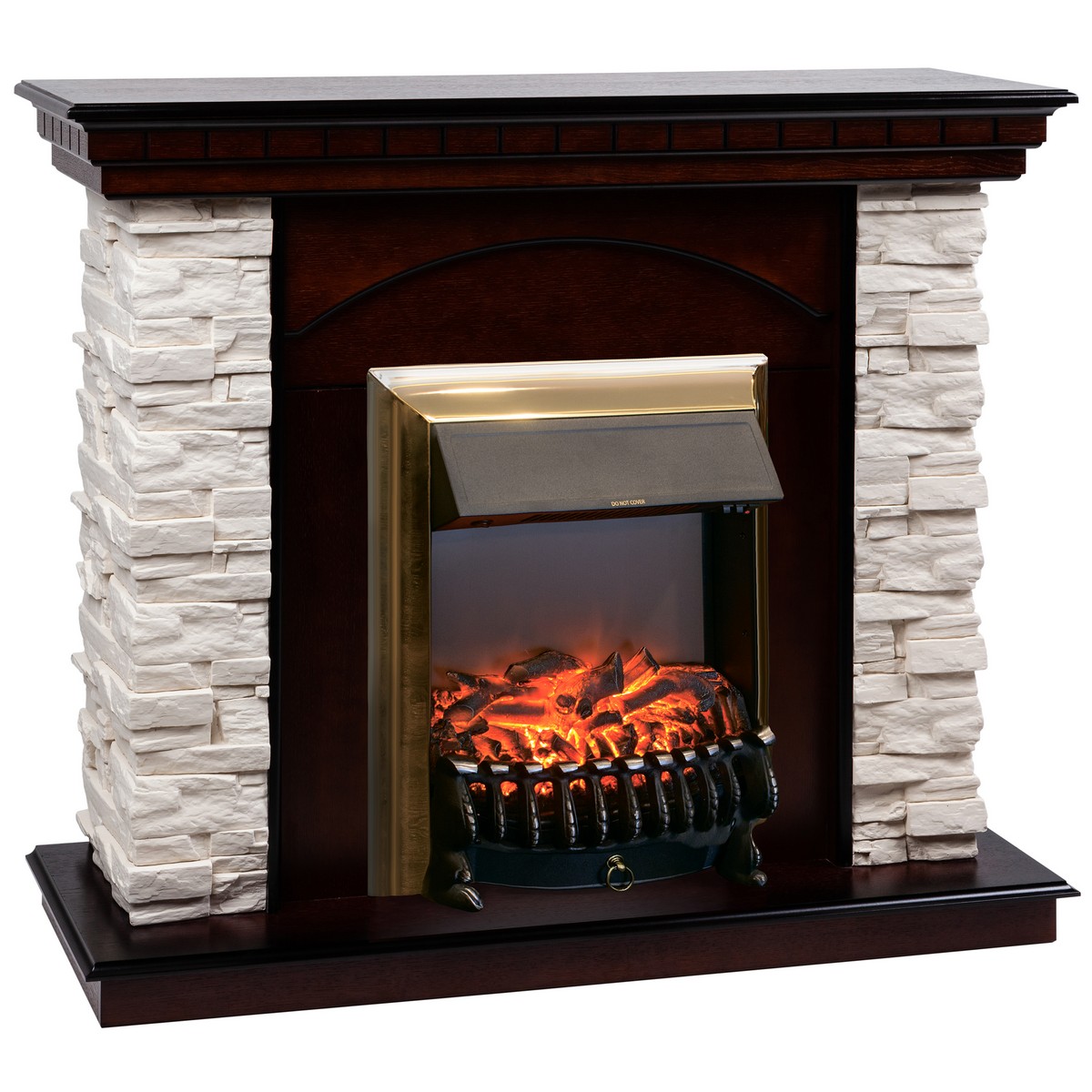 Электрокамин RealFlame Elford AO античный дуб с очагом Fobos Lux Brass