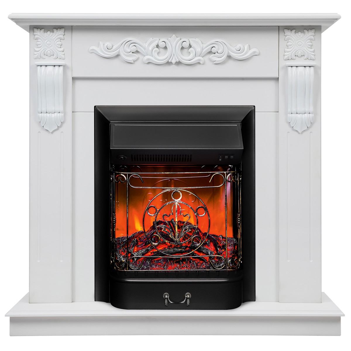 Электрокамин RealFlame Dominica DN белый матовый с очагом Majestic Lux Black