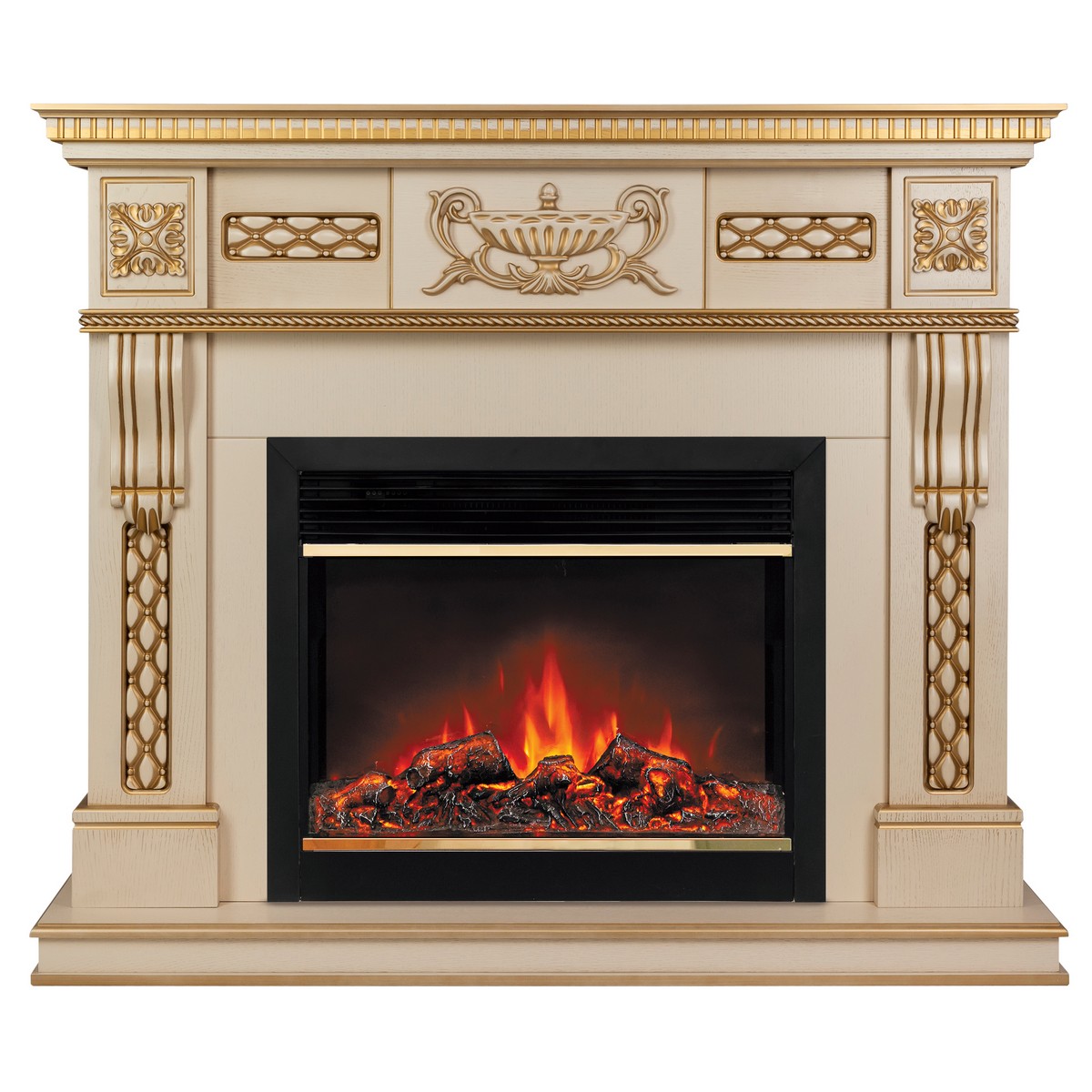 Электрокамин RealFlame Corsica Lux 25,5/26 WT с очагом Moonblaze Brass