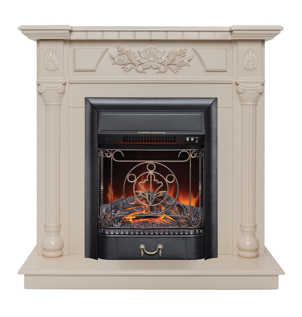 Электрокамин RealFlame Dacota WT белый дуб с очагом Majestic Lux Black