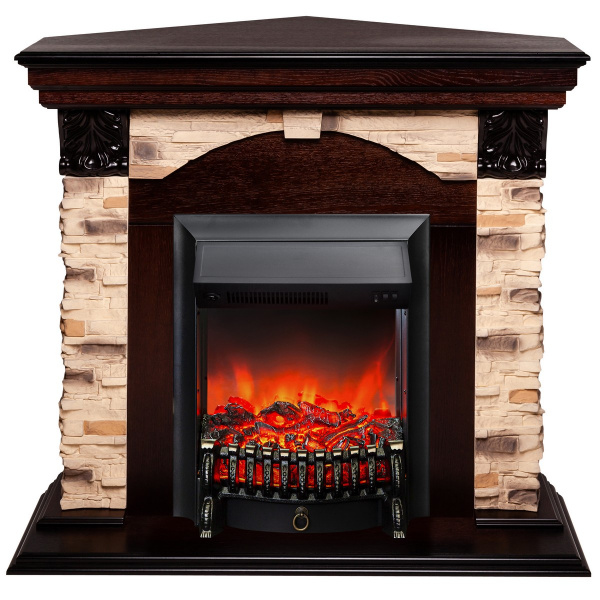 Электрокамин RealFlame Dublin Corner Rock AO античный дуб с очагом Fobos Lux Black