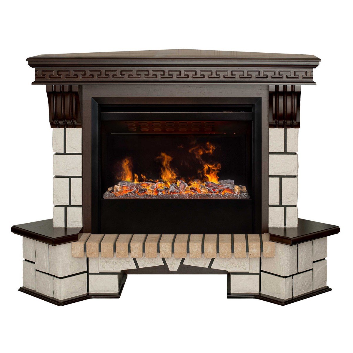 Электрокамин RealFlame Stone Coner AO античный дуб с очагом 3D Helios 26 SBG