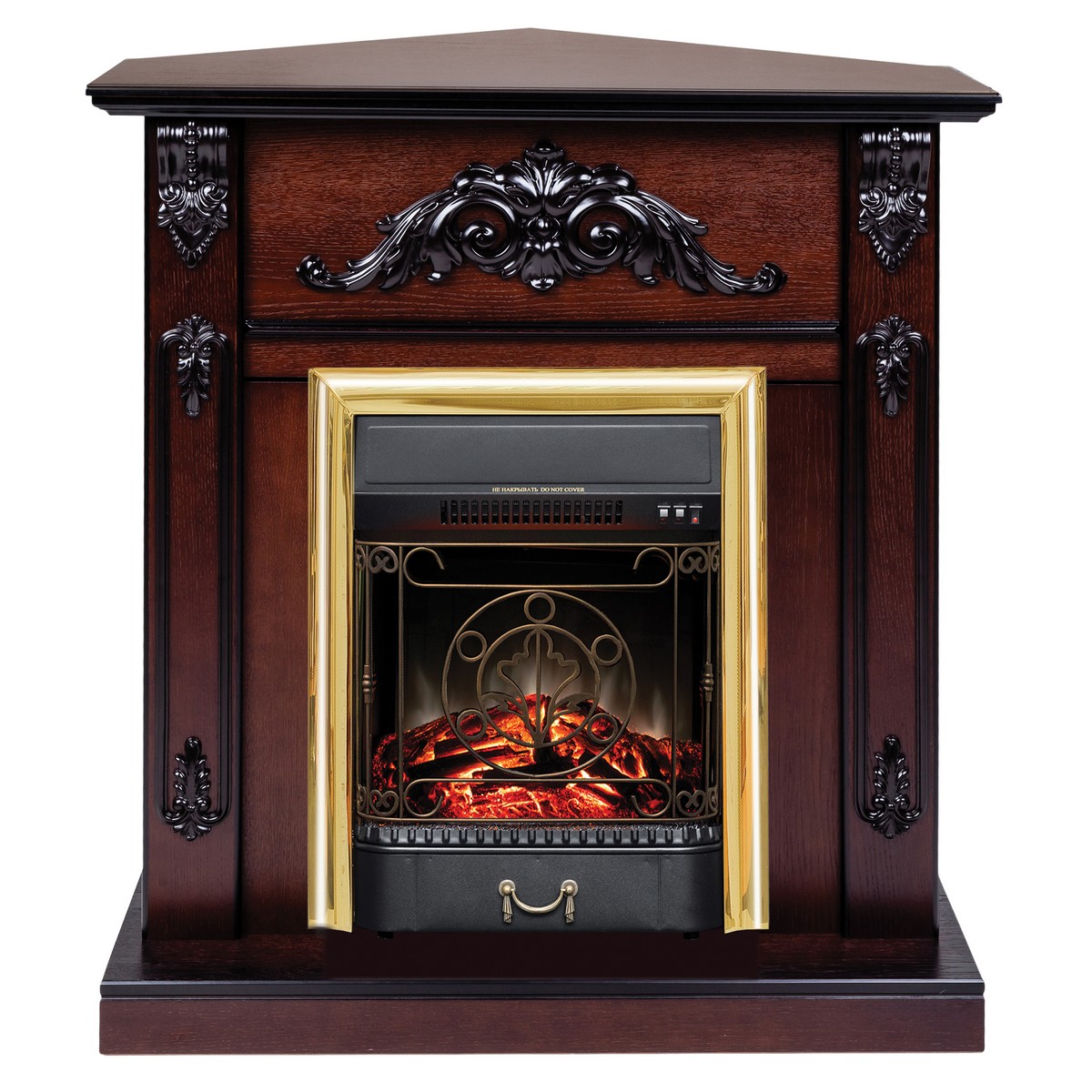 Электрокамин RealFlame Anita Corner AO античный дуб с очагом Majestic Lux Brass