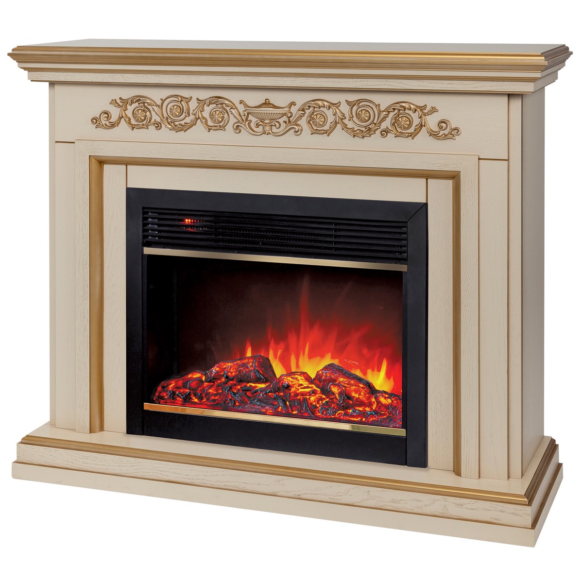 Электрокамин RealFlame Leticia 26 WT белый дуб с золотой патиной с очагом Moonblaze