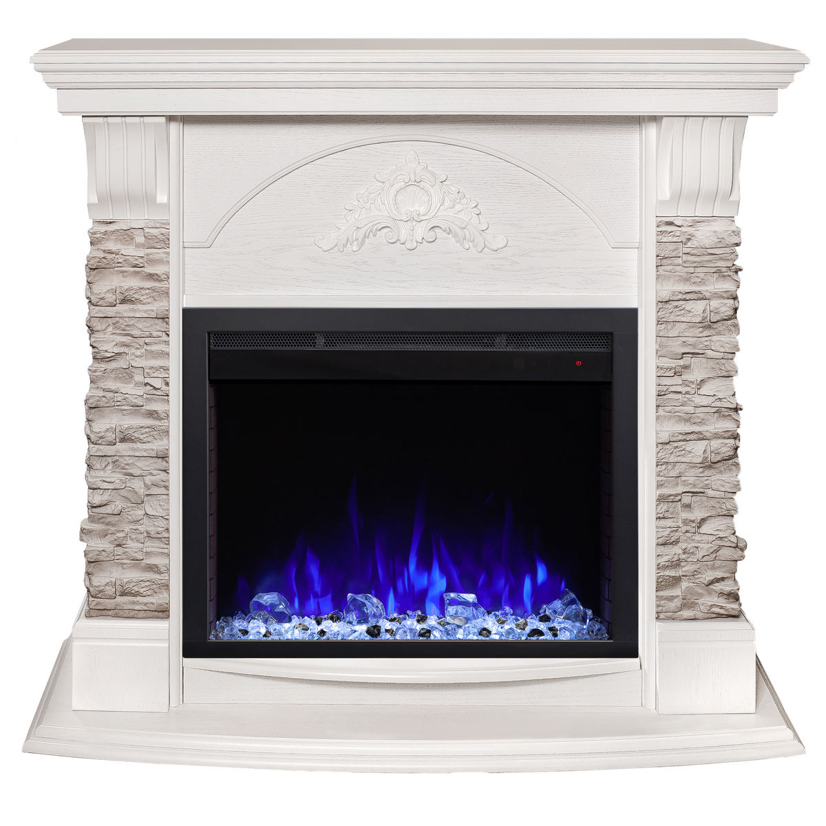 Электрокамин RealFlame Athena GR WT белый с очагом Saphir 25,5
