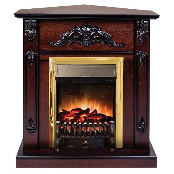 Электрокамин RealFlame Anita Corner AO античный дуб с очагом Fobos Lux Brass