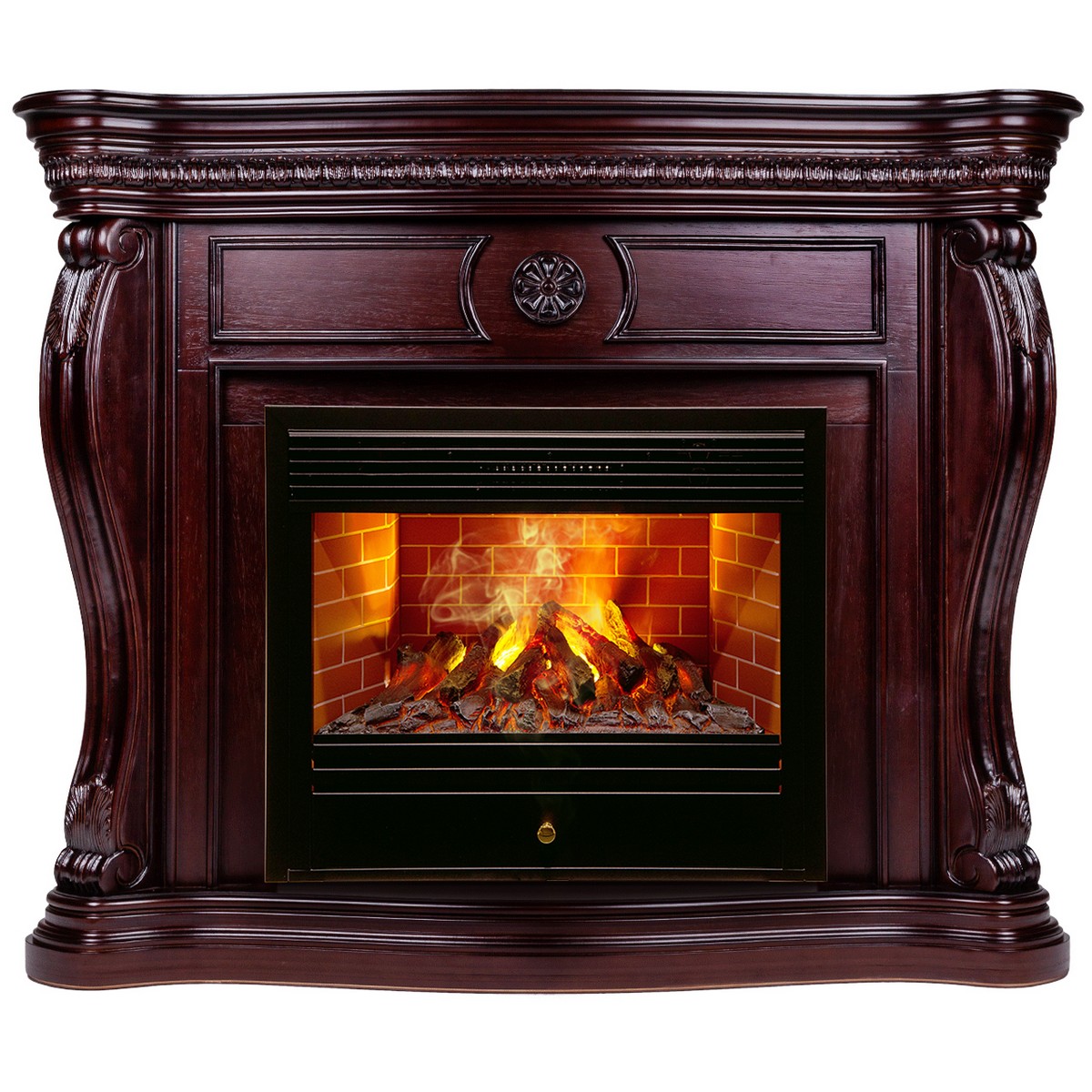 Электрокамин RealFlame Barcelona 33 AO античный дуб с очагом 3D Novara