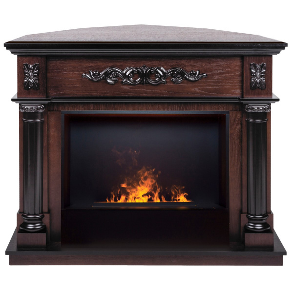 Электрокамин RealFlame Silvia Corner 26 AO античный дуб с очагом 3D Cassette 630 Black Panel