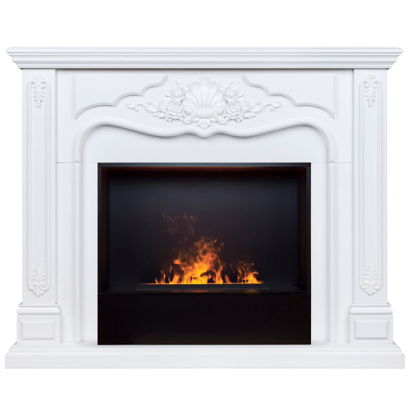 Электрокамин RealFlame Victoria 26 WT белый с очагом 3D Cassette 630 Black Panel