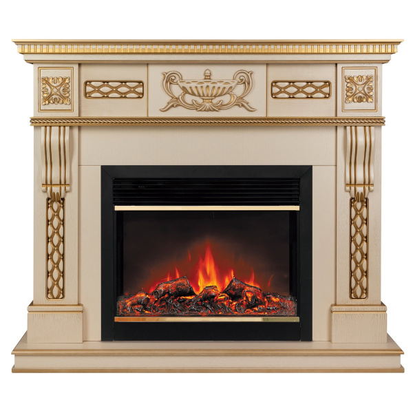 Электрокамин RealFlame Corsica Lux 25,5/26 WT с очагом Moonblaze Brass