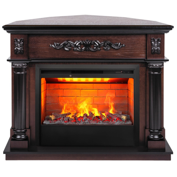 Электрокамин RealFlame Silvia Corner 26 AO античный дуб с очагом 3D Helios 26
