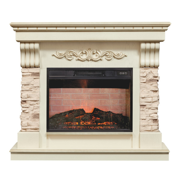 Электрокамин RealFlame Marseilles Luxe 24 WT белый дуб с золотой патиной с очагом Irvine 24