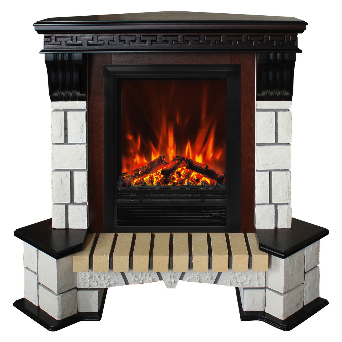 Электрокамин RealFlame Stone Coner AO античный дуб с очагом Eugene