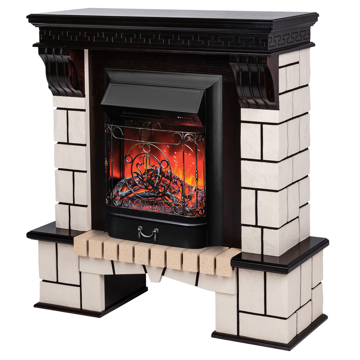Электрокамин RealFlame Stone AO античный дуб с очагом Majestic Lux BL