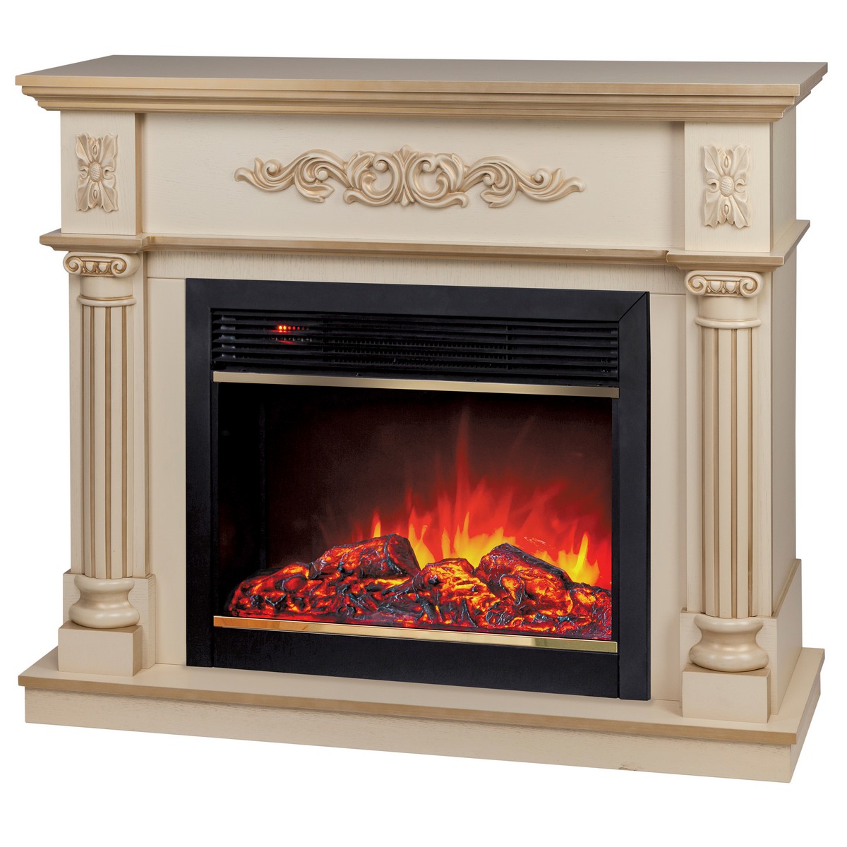 Электрокамин RealFlame Silvia 26 WT белый дуб с золотой патиной с очагом Moonblaze