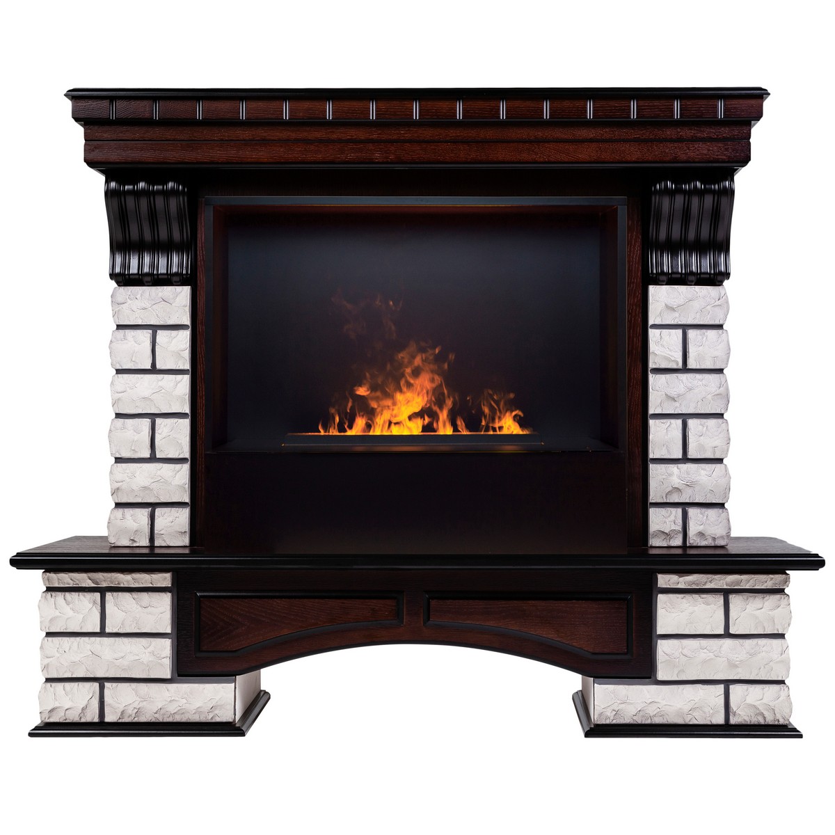 Электрокамин RealFlame Country Rock 26 AO античный дуб с очагом 3D Cassette 630 Black Panel