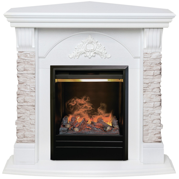 Электрокамин RealFlame Athena Corner GR белый с очагом 3D Olympic