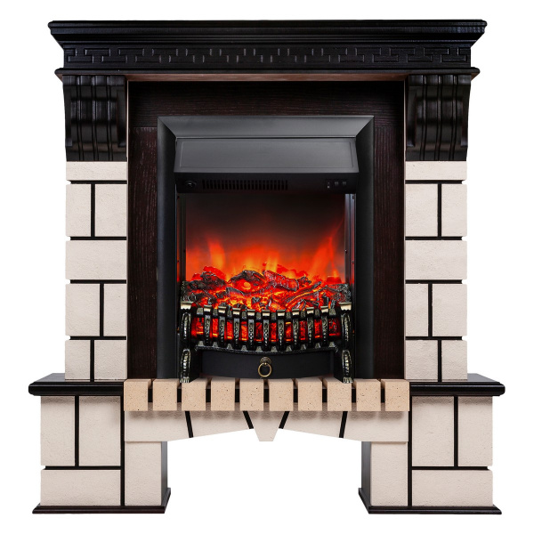 Электрокамин RealFlame Stone AO античный дуб с очагом Fobos Lux Black