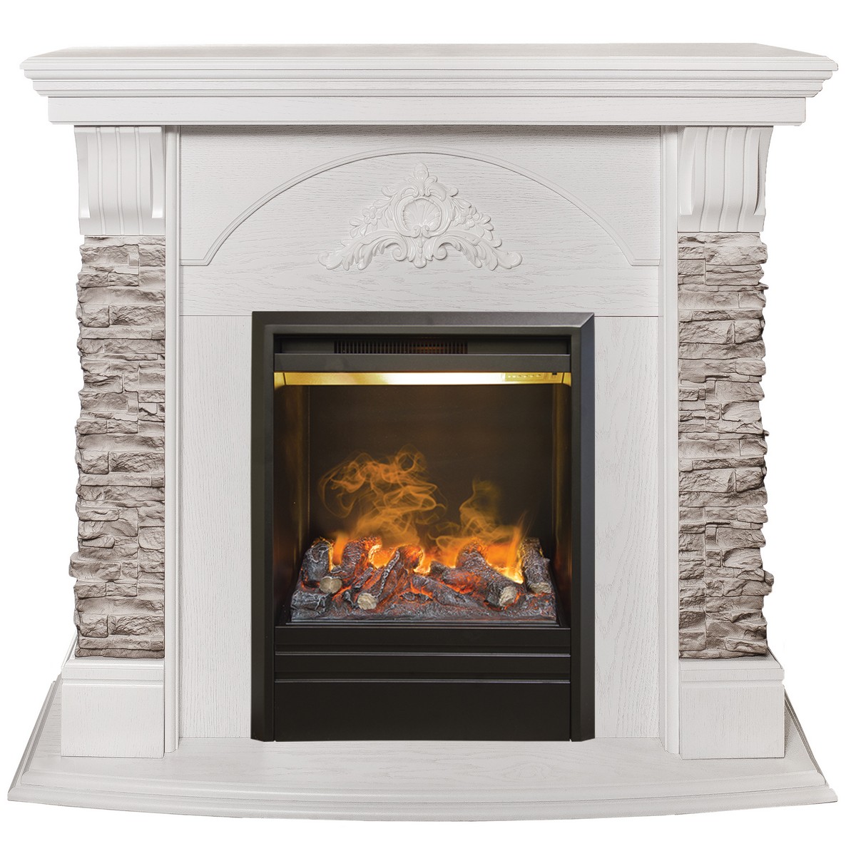 Электрокамин RealFlame Athena GR WT белый с очагом 3D Olympic