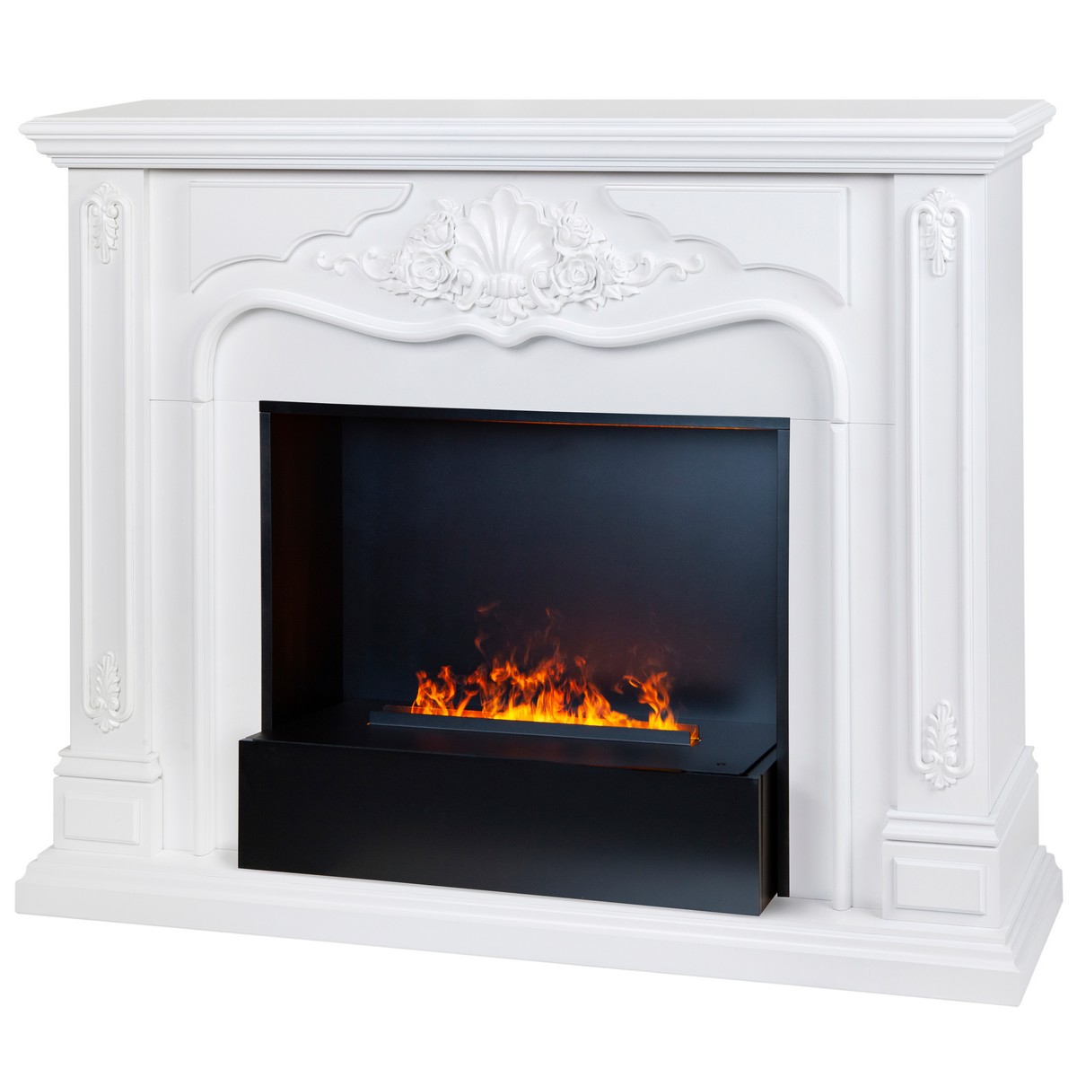 Электрокамин RealFlame Victoria 26 WT белый с очагом 3D Cassette 630 Black Panel