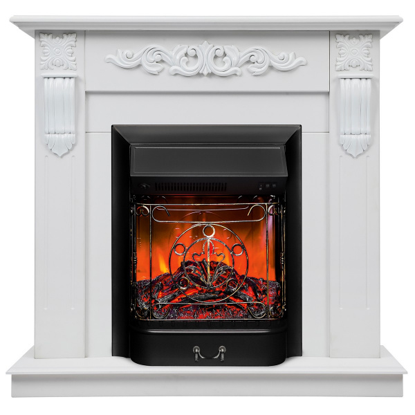 Электрокамин RealFlame Dominica DN белый матовый с очагом Majestic Lux Black