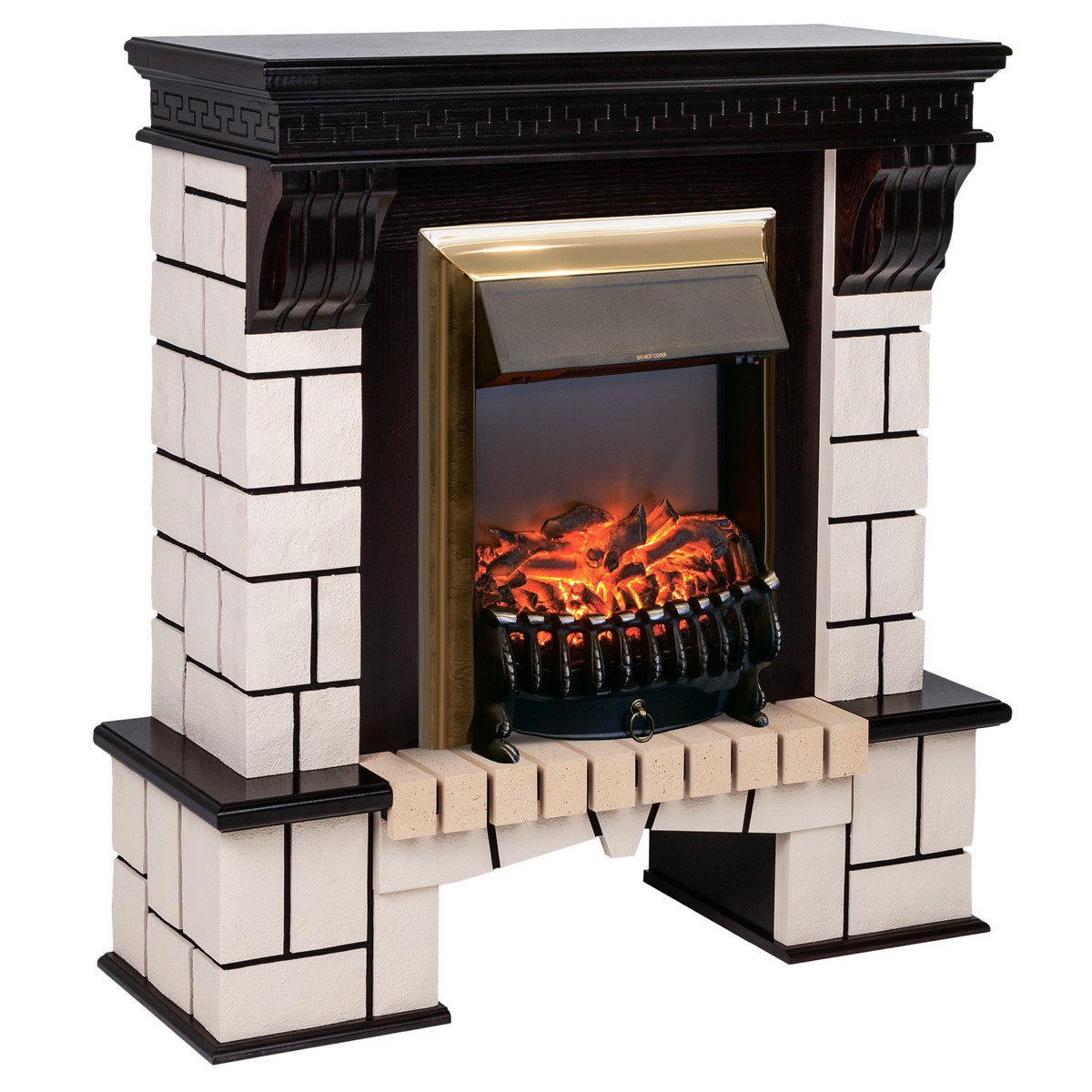 Электрокамин RealFlame Stone AO античный дуб с очагом Fobos Lux Brass