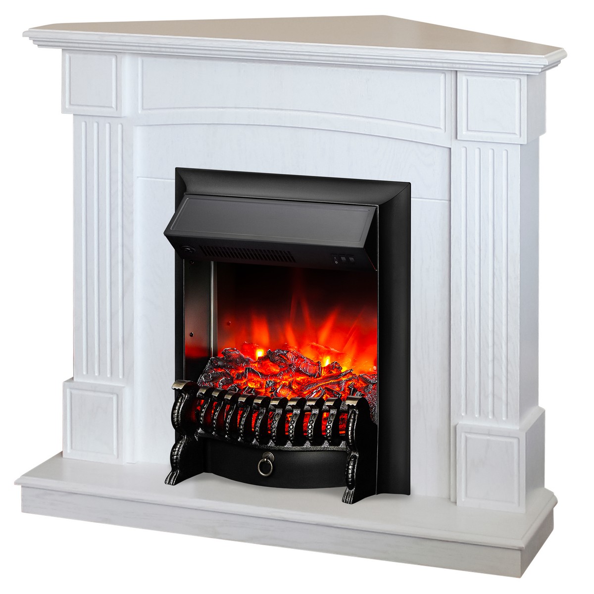 Электрокамин RealFlame Andrea Corner WT фактурный белый с очагом Fobos Lux Black