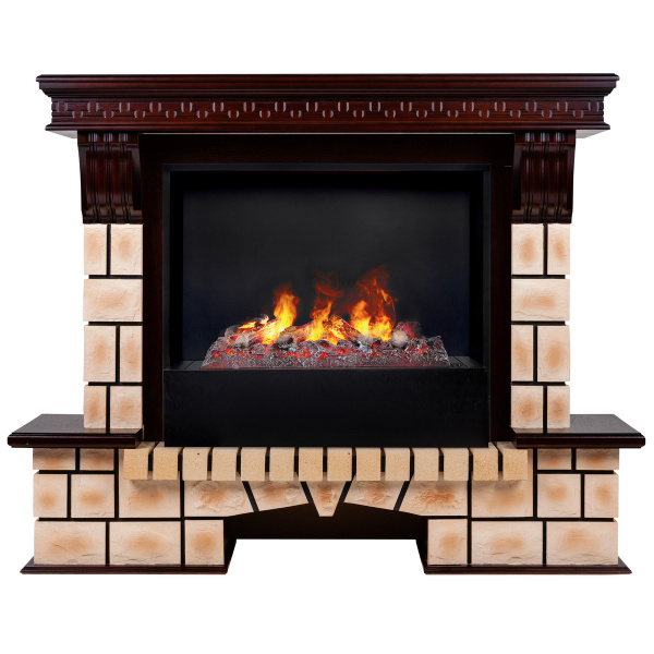 Электрокамин RealFlame Stone Brick AO античный дуб с очагом 3D Cassette 630