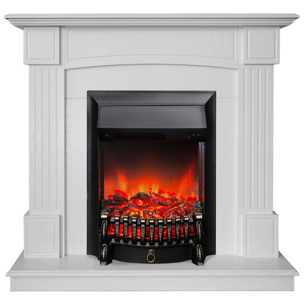Электрокамин RealFlame Andrea WT фактурный белый с очагом Fobos Lux Black