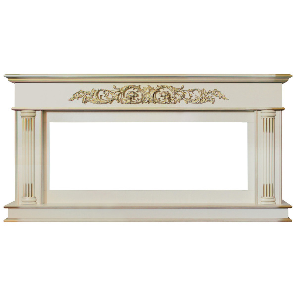 Портал каминный из МДФ RealFlame Prince 50 WT белый дуб с золотой патиной, под очаг Saphir 50