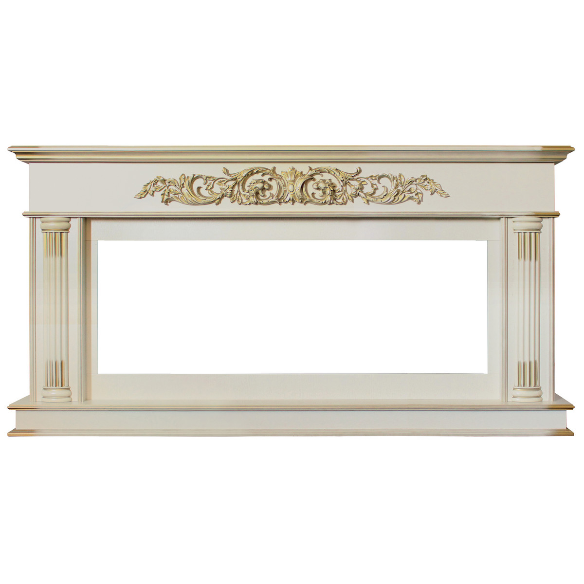 Портал каминный из МДФ RealFlame Prince 50 WT белый дуб с золотой патиной, под очаг Saphir 50