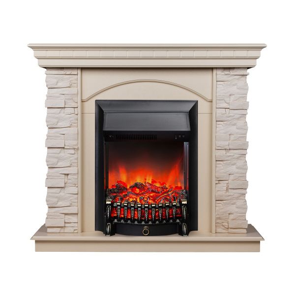 Электрокамин RealFlame Elford WT белый дуб с очагом Fobos Lux Black