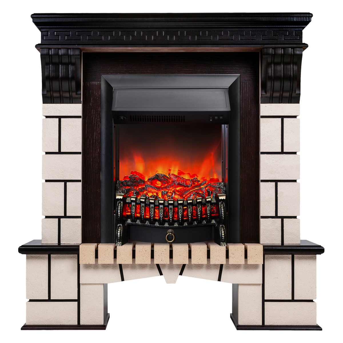 Электрокамин RealFlame Stone AO античный дуб с очагом Fobos Lux Black
