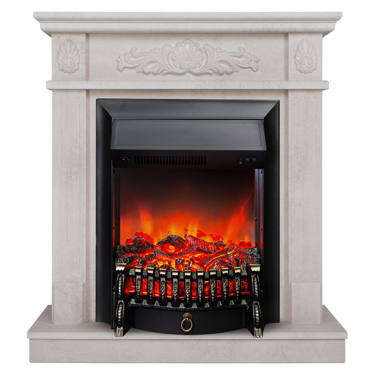 Электрокамин RealFlame Adelaida WT белый камень с очагом Fobos Lux Black