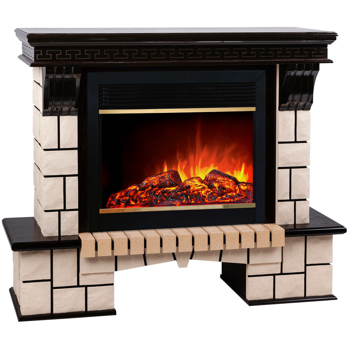 Электрокамин RealFlame Stone 26 AO античный дуб с очагом Moonblaze Brass