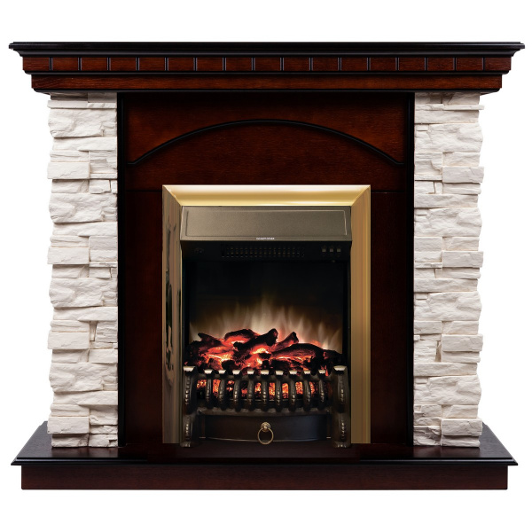 Электрокамин RealFlame Elford AO античный дуб с очагом Fobos Lux Brass