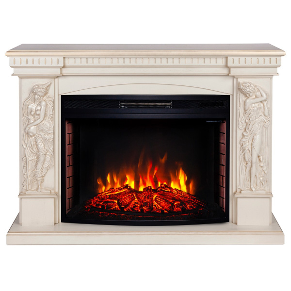 Электрокамин RealFlame Diva 33 WT белый дуб с золотой патиной с очагом Firespace 33 S IR