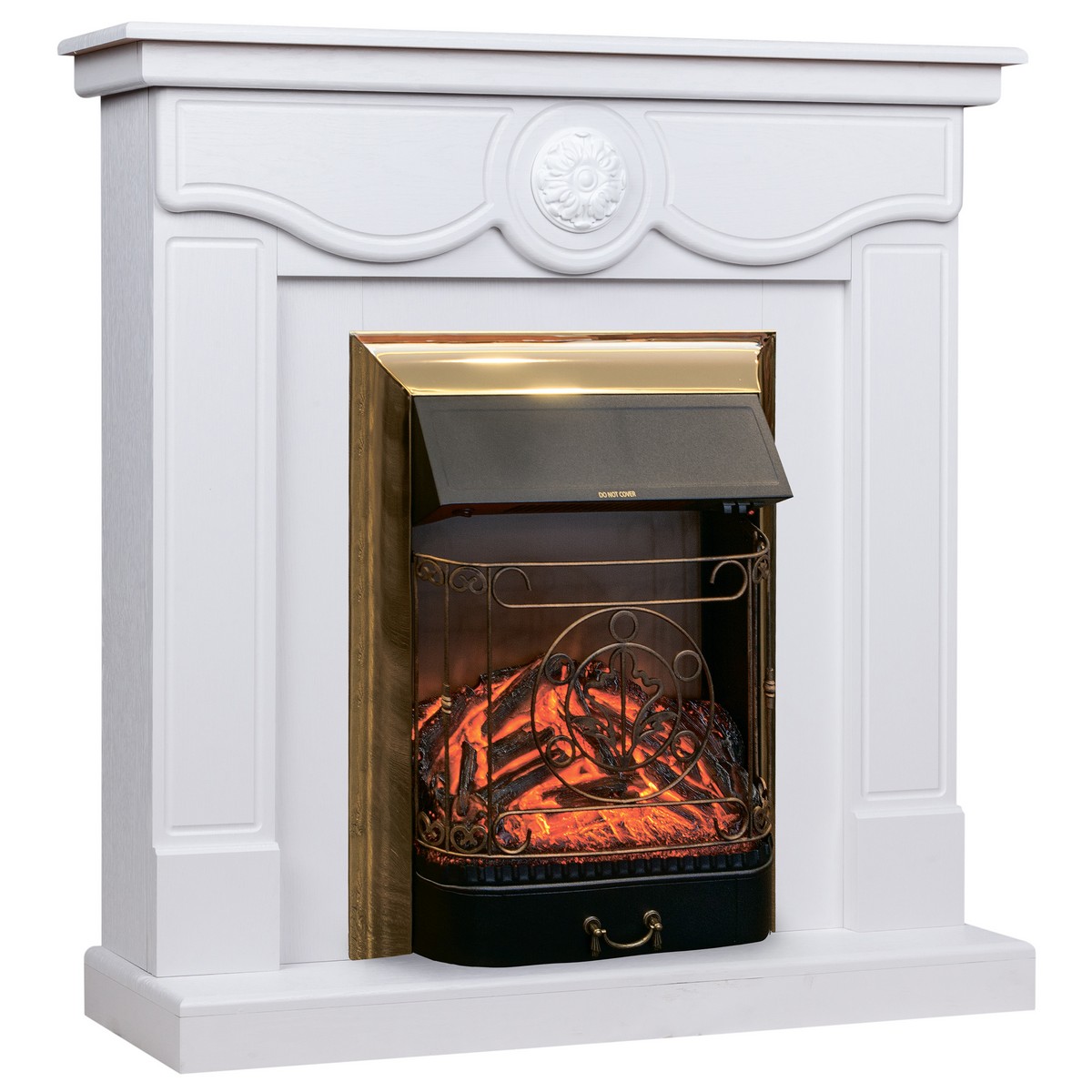 Электрокамин RealFlame Aurora WT айвори с очагом Majestic Lux Brass