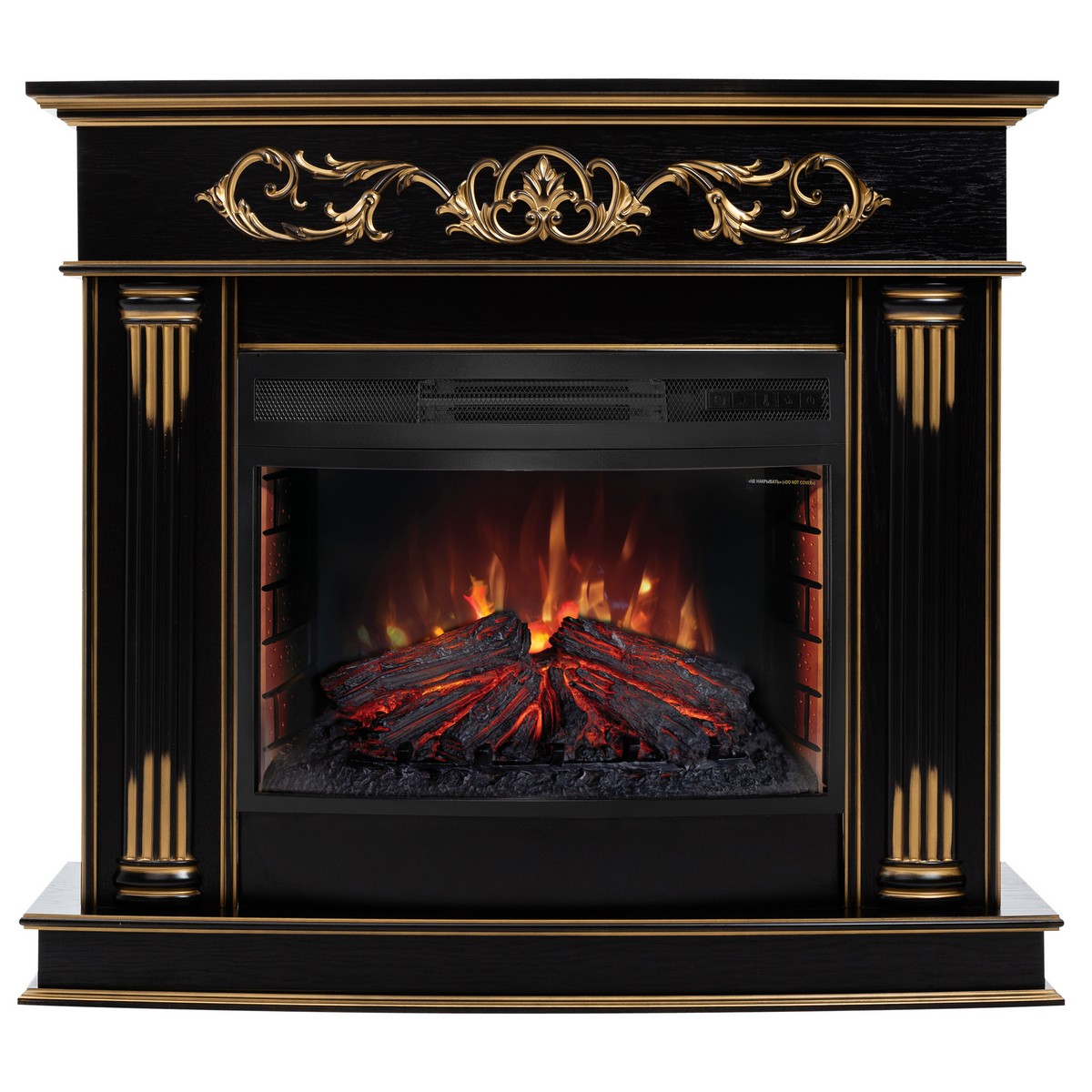Электрокамин RealFlame Milano DN орех с золотом с очагом Firefield 25 S IR
