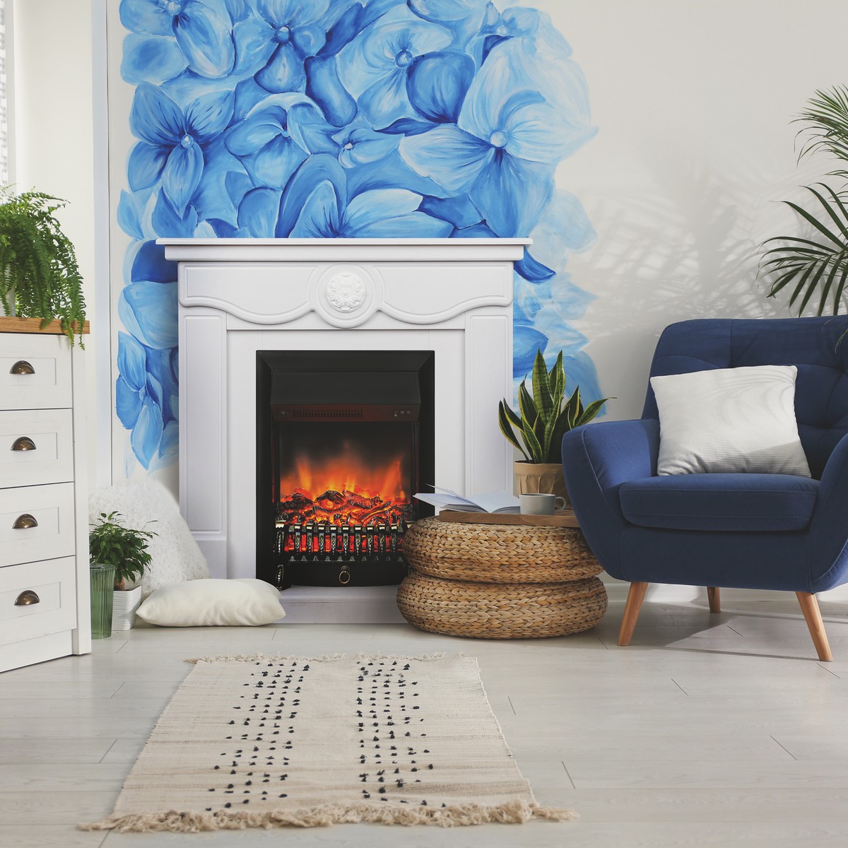 Электрокамин RealFlame Aurora WT айвори с очагом Fobos Lux Black