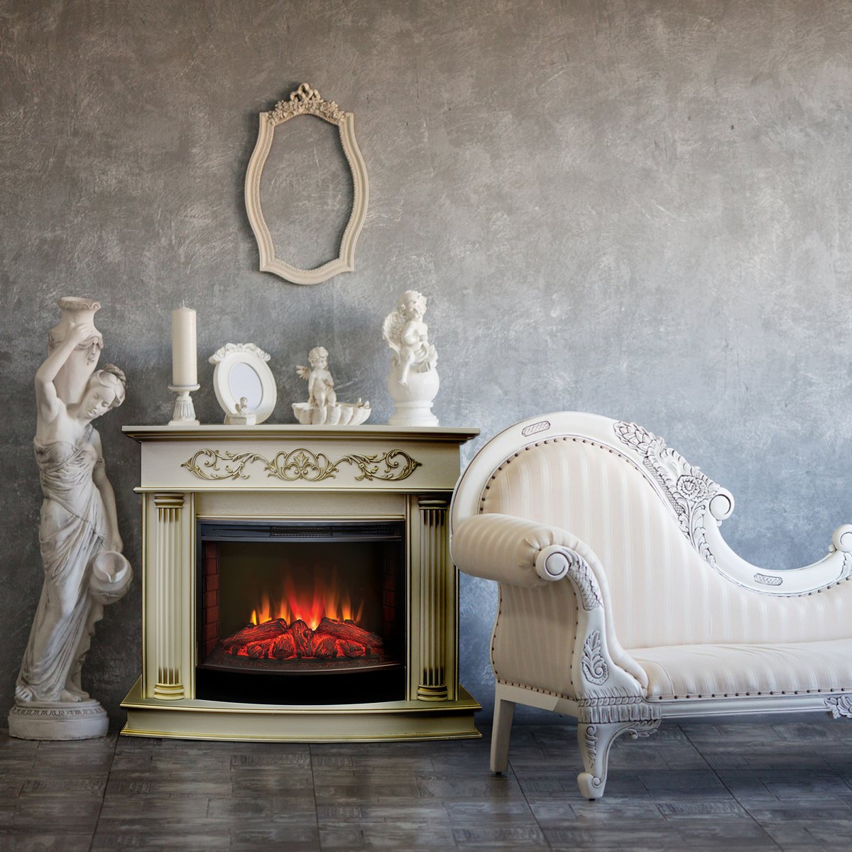 Электрокамин RealFlame Milano WT с очагом Evrika 25,5 LED